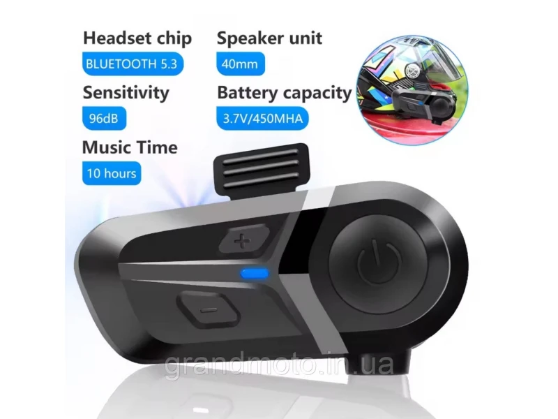 Мотогарнитура Bluetooth 5.3 L1 для шлема | Водонепроницаемая мото гарнитура IP67 Музыка, звонки До 154 работы