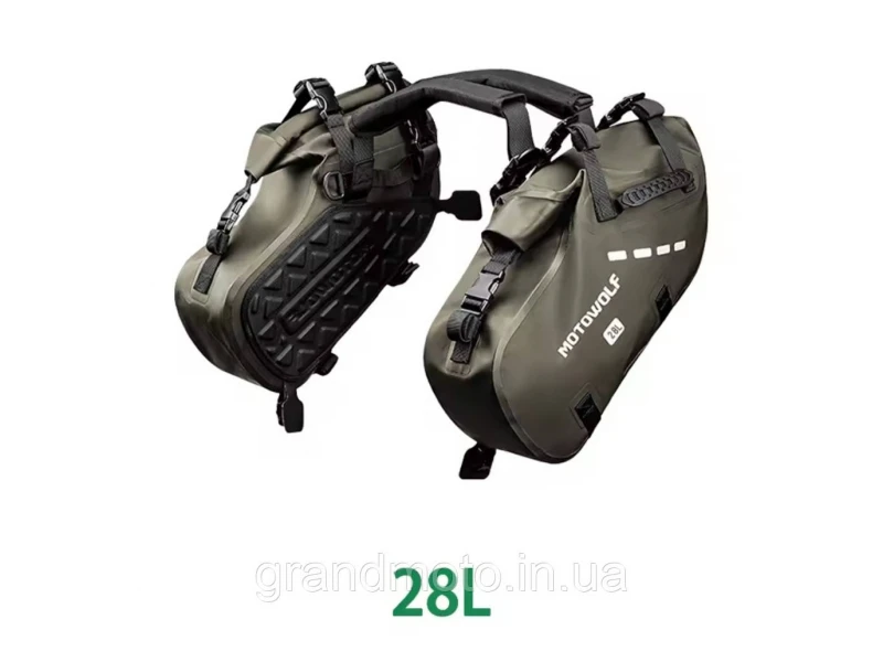 Комплект водонепроницаемых боковых мягких кофров MOTOWOLF (28 л каждый) в цвете Army Green